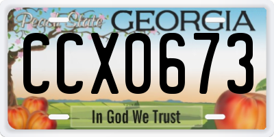 GA license plate CCX0673