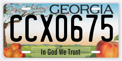 GA license plate CCX0675