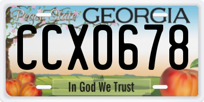 GA license plate CCX0678