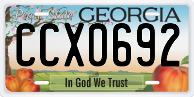 GA license plate CCX0692
