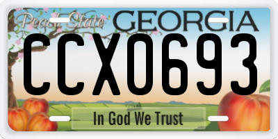 GA license plate CCX0693