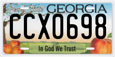 GA license plate CCX0698
