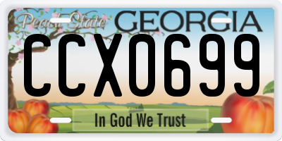 GA license plate CCX0699