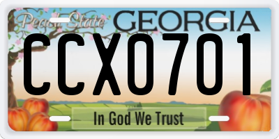 GA license plate CCX0701