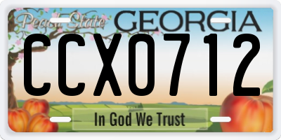 GA license plate CCX0712