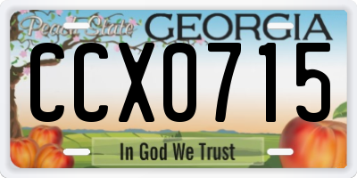 GA license plate CCX0715