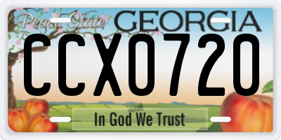 GA license plate CCX0720