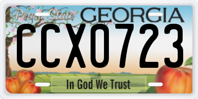 GA license plate CCX0723