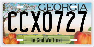 GA license plate CCX0727