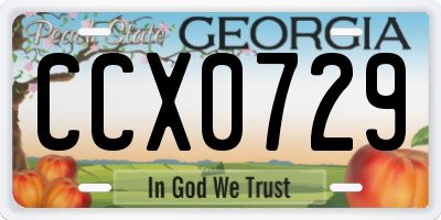 GA license plate CCX0729