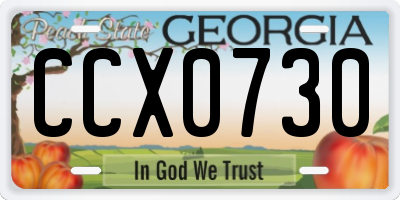 GA license plate CCX0730