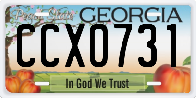 GA license plate CCX0731