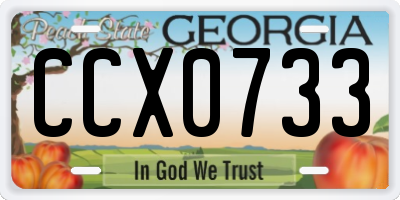 GA license plate CCX0733