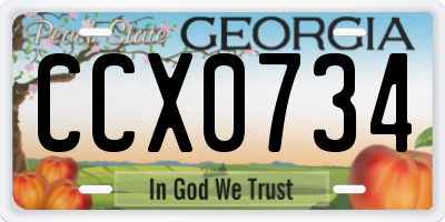 GA license plate CCX0734