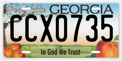 GA license plate CCX0735