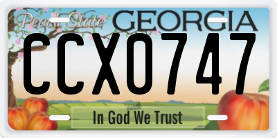 GA license plate CCX0747