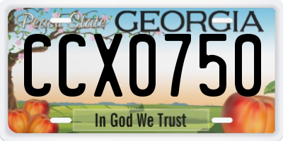 GA license plate CCX0750
