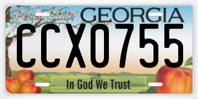 GA license plate CCX0755