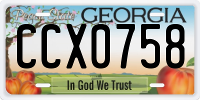 GA license plate CCX0758