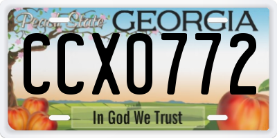 GA license plate CCX0772
