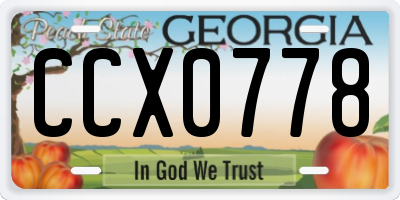 GA license plate CCX0778