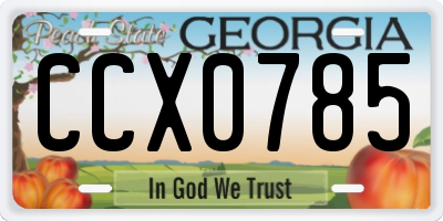 GA license plate CCX0785