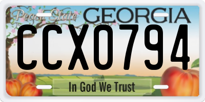 GA license plate CCX0794