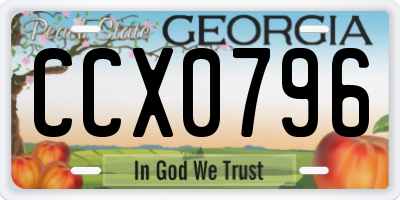GA license plate CCX0796