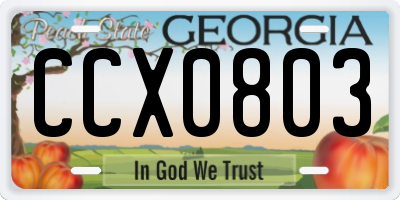 GA license plate CCX0803