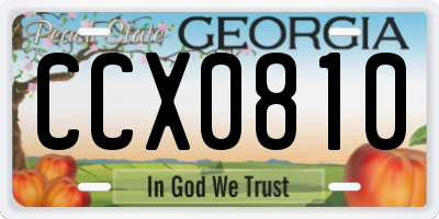 GA license plate CCX0810