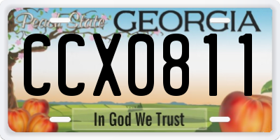 GA license plate CCX0811