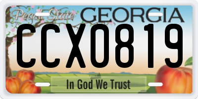 GA license plate CCX0819