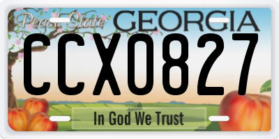GA license plate CCX0827