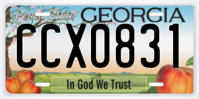 GA license plate CCX0831