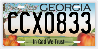 GA license plate CCX0833