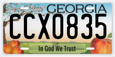 GA license plate CCX0835