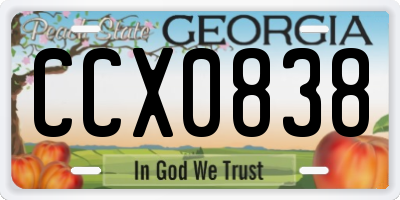 GA license plate CCX0838