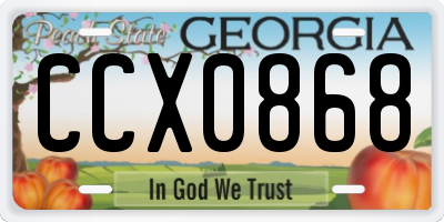 GA license plate CCX0868