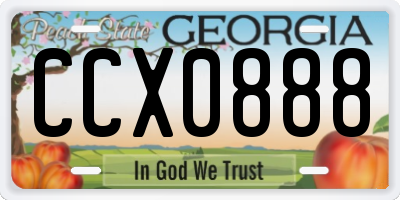 GA license plate CCX0888