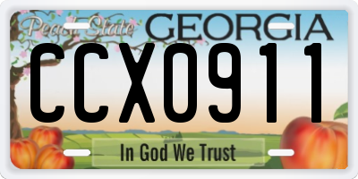 GA license plate CCX0911