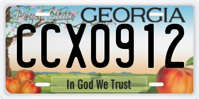 GA license plate CCX0912