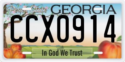 GA license plate CCX0914
