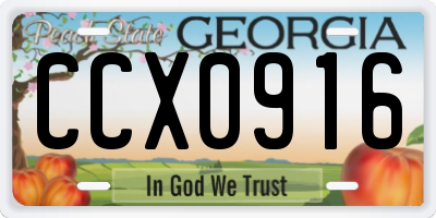 GA license plate CCX0916