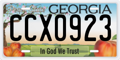 GA license plate CCX0923
