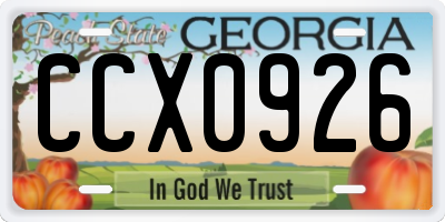 GA license plate CCX0926