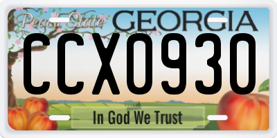 GA license plate CCX0930