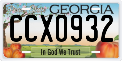 GA license plate CCX0932