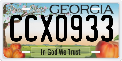 GA license plate CCX0933