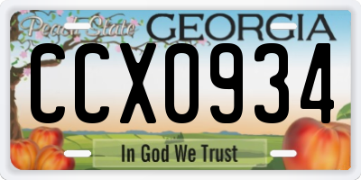 GA license plate CCX0934