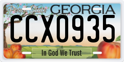 GA license plate CCX0935
